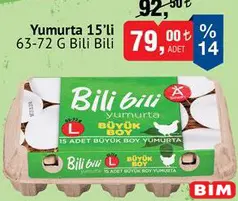 BİLİ BİLİ YUMURTA 15'Lİ 63-72 G BİLİ BİLİ YUMURTA 15'Lİ 63-72 G